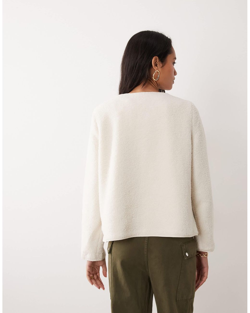 Vila Natural Button Front Teddy Jacket