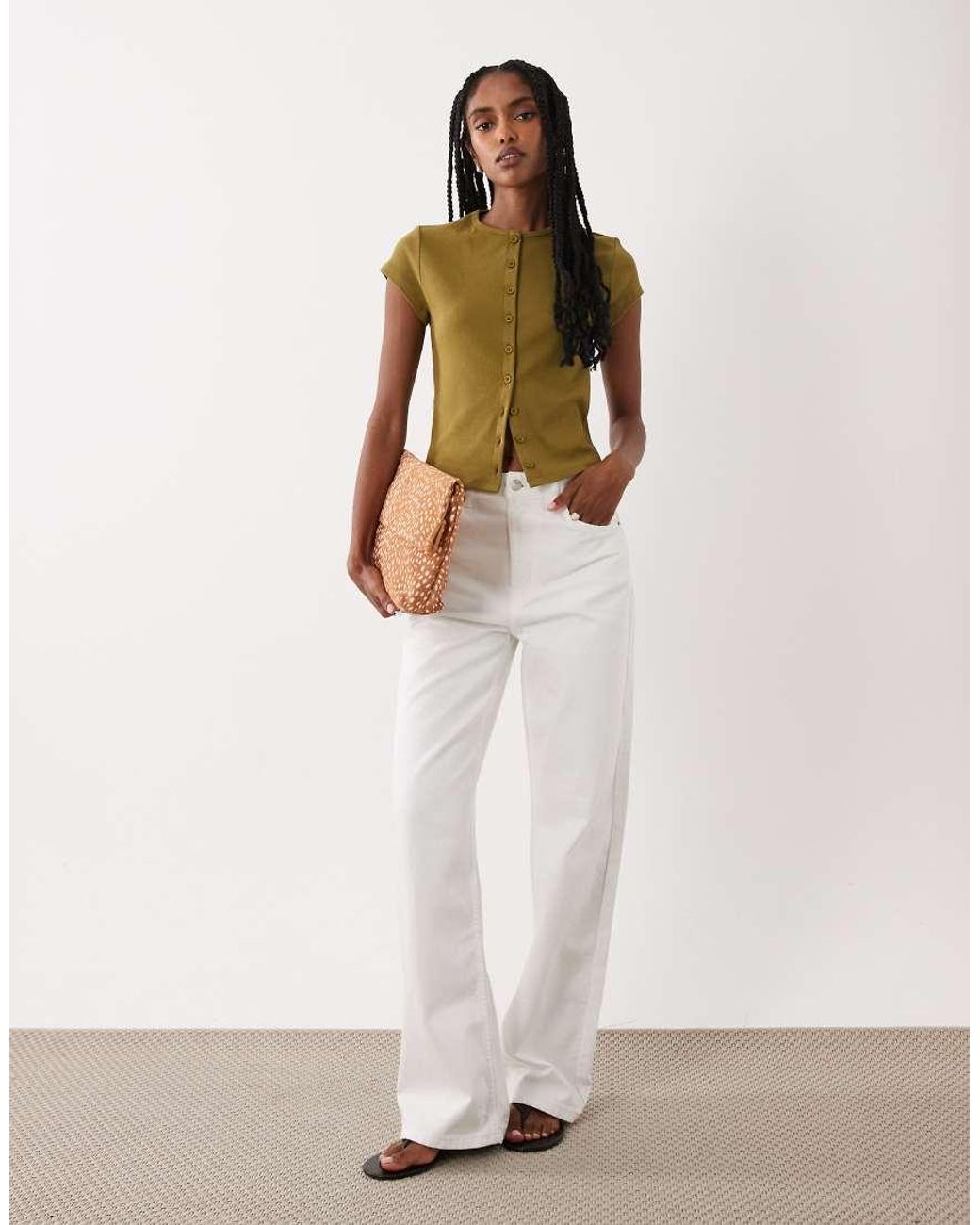 Miss Selfridge Brown Button Through Top