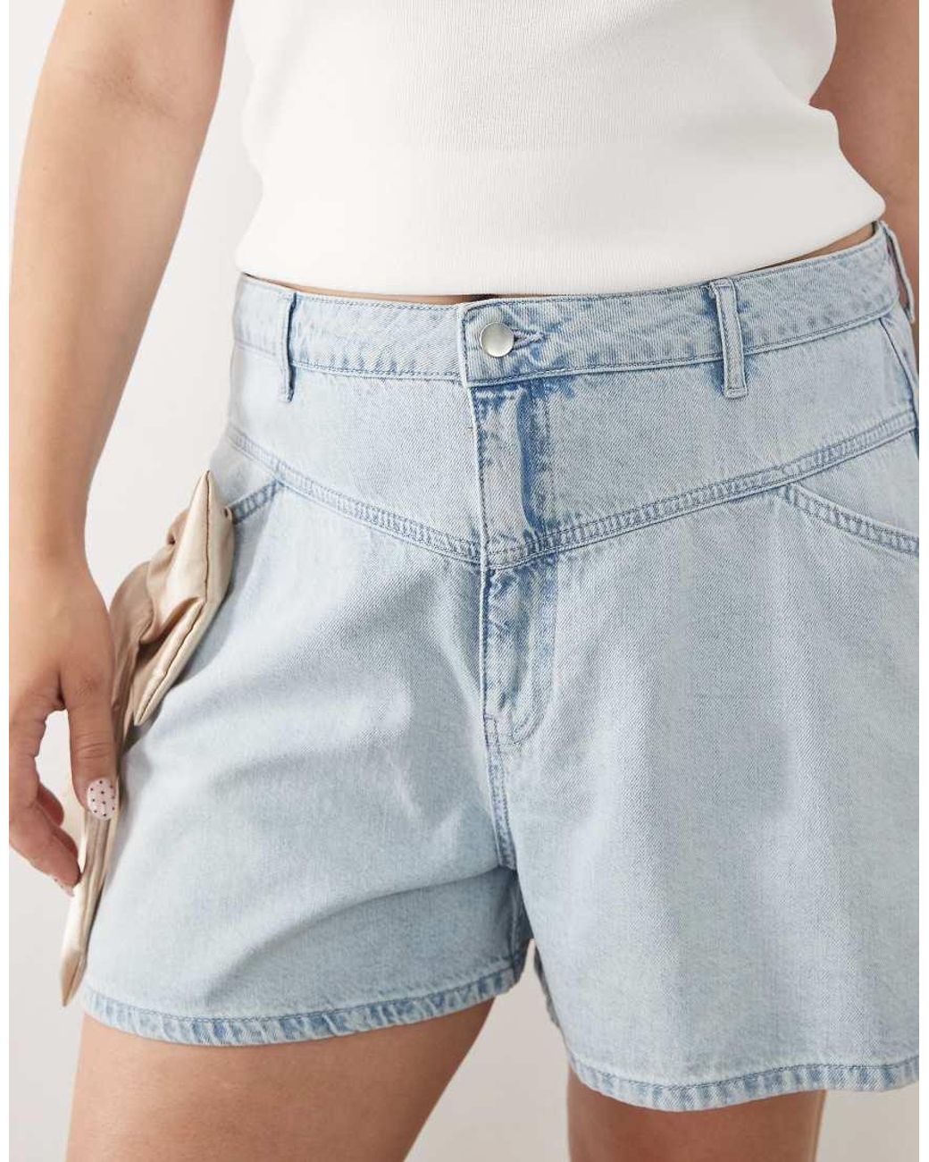 ASOS White Curve High Waisted Flippy Short With 3d Bow Detail