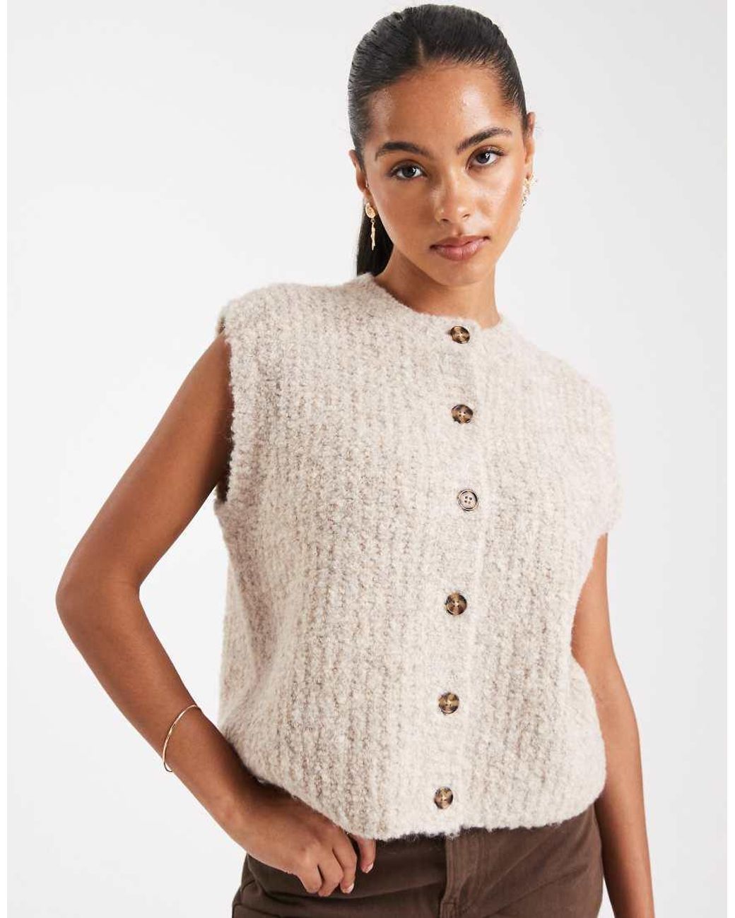 ASOS White Boucle Boxy Waistcoat