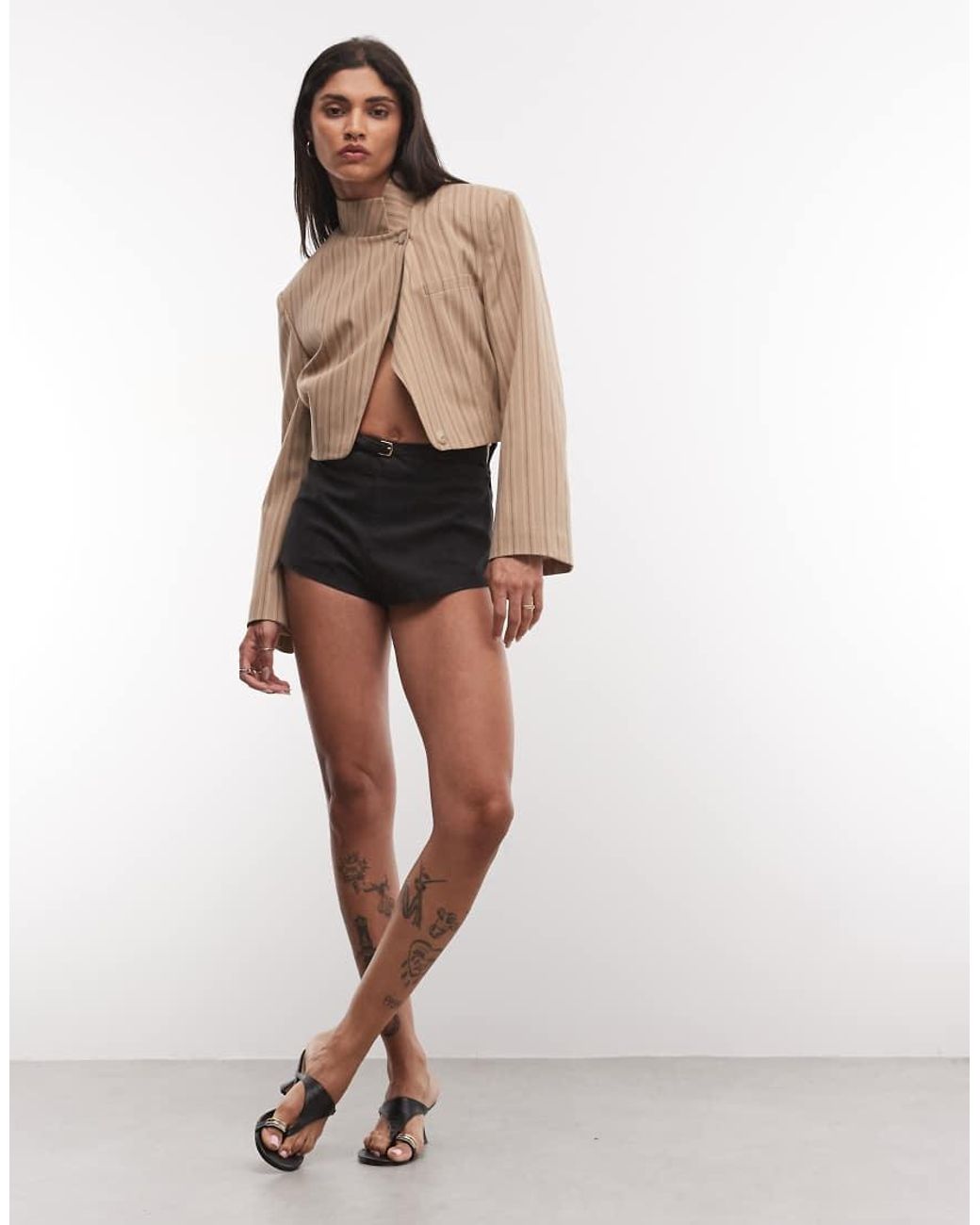 ASOS Multicolor Wrap Neck Crop Blazer Jacket