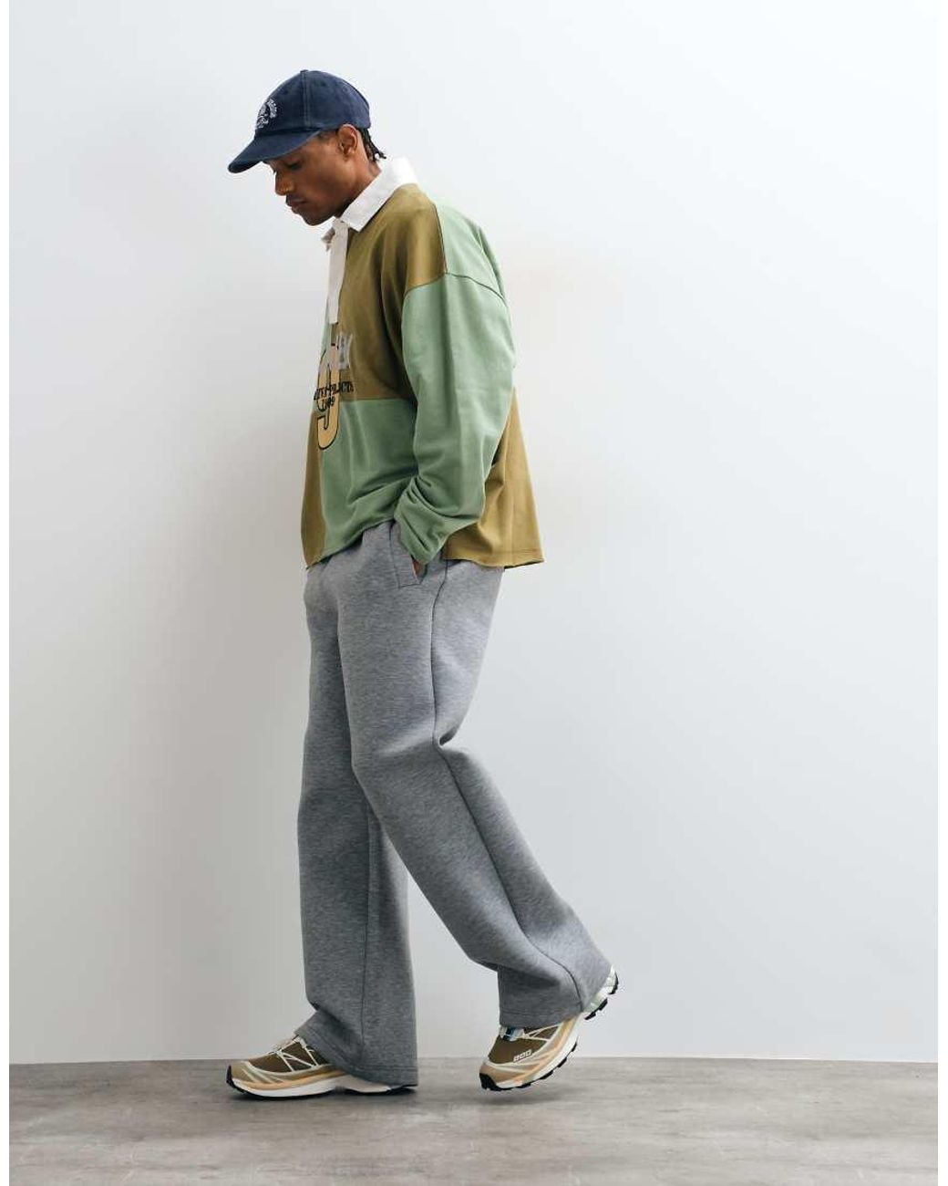ASOS Green Extreme Oversized Rugby With Stepped Hem, Check Pattern And Pigment Print for men