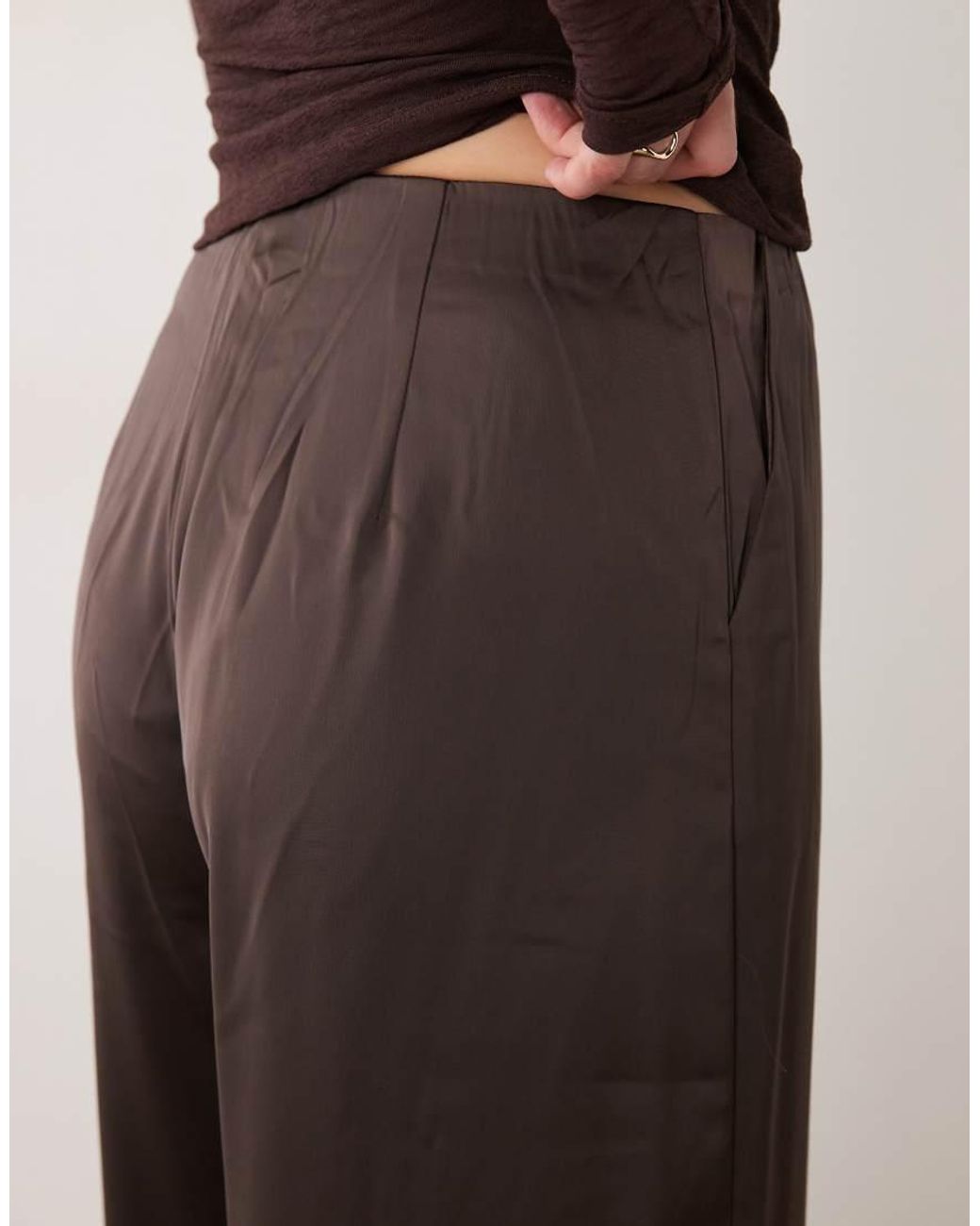 Y.A.S Brown Wide Leg Satin Trousers