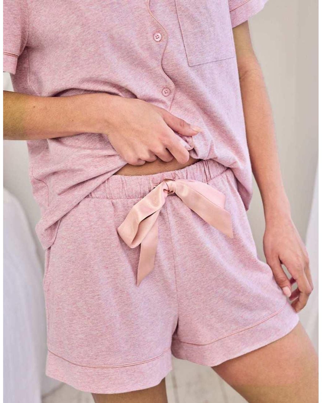 Chelsea Peers Pink Cotton Scallop Edge Long Pyjama Set
