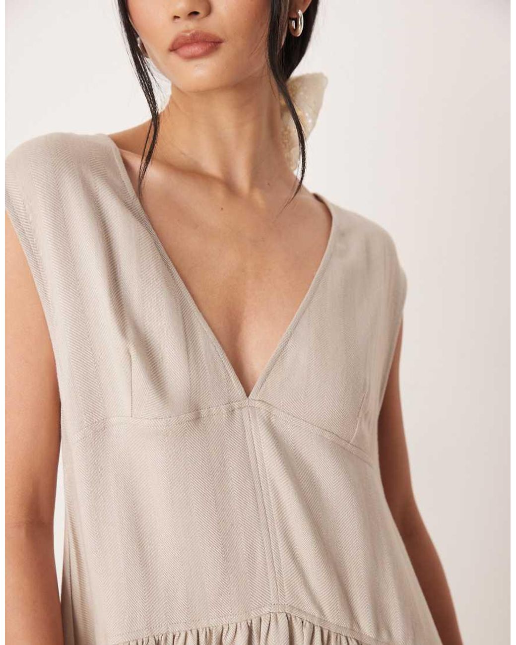 ASOS Natural Deep V Neck Oversized Maxi Dress