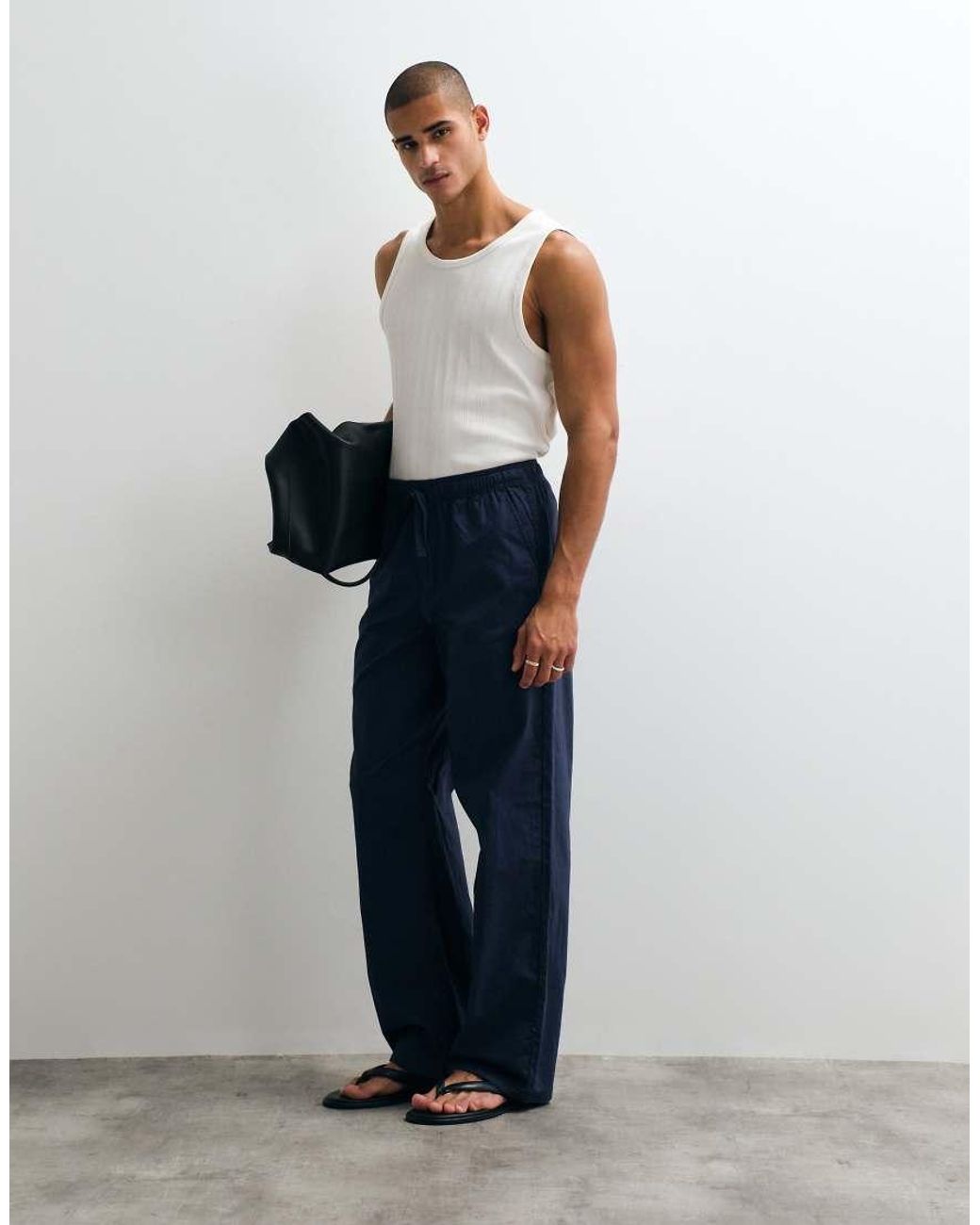 ASOS White baggy Fit Linen-blend Pants for men