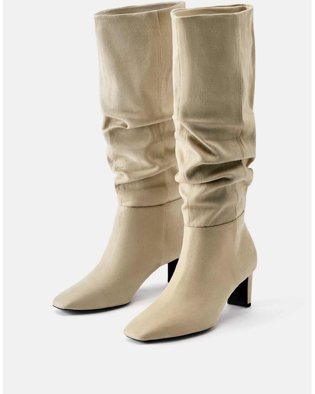 Pull&Bear Natural Stiefel mit raffungen