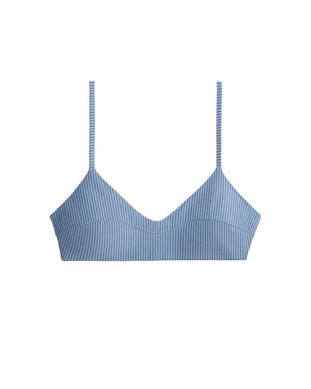 Oysho Blue Striped Bikini Top