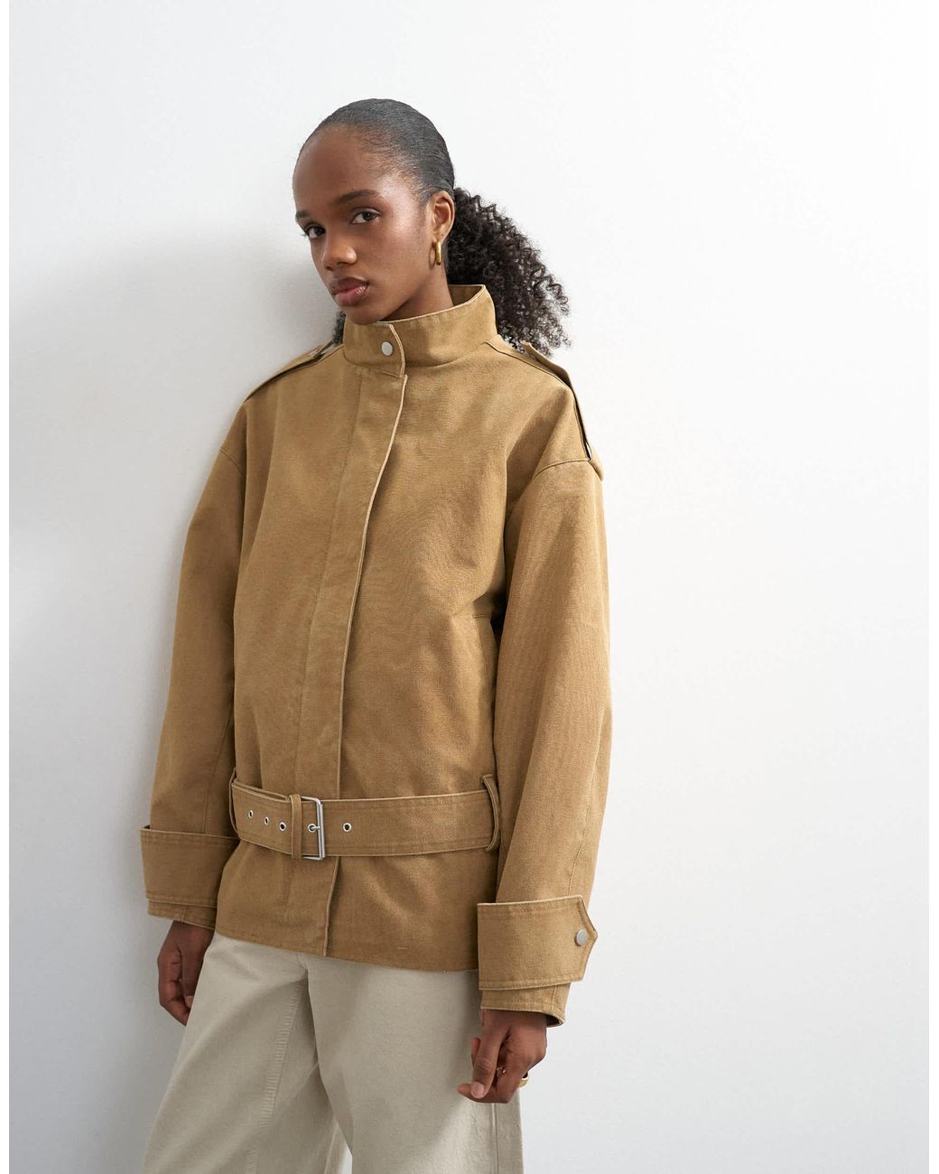 TOPSHOP Natural – kurze baumwoll-bomberjacke