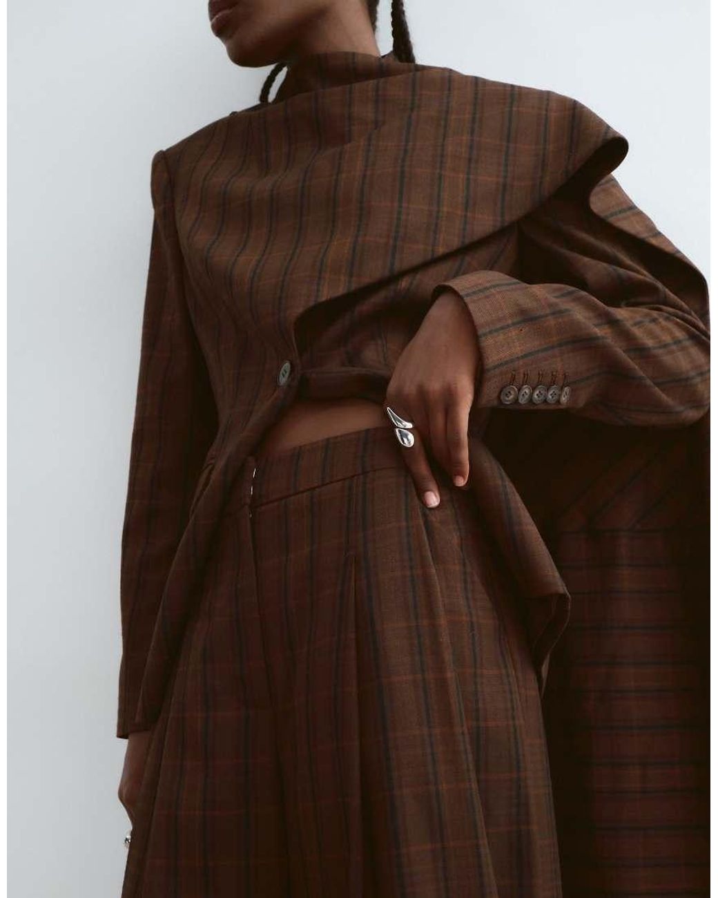 ARRANGE Brown Tailored Barrel Leg Pants