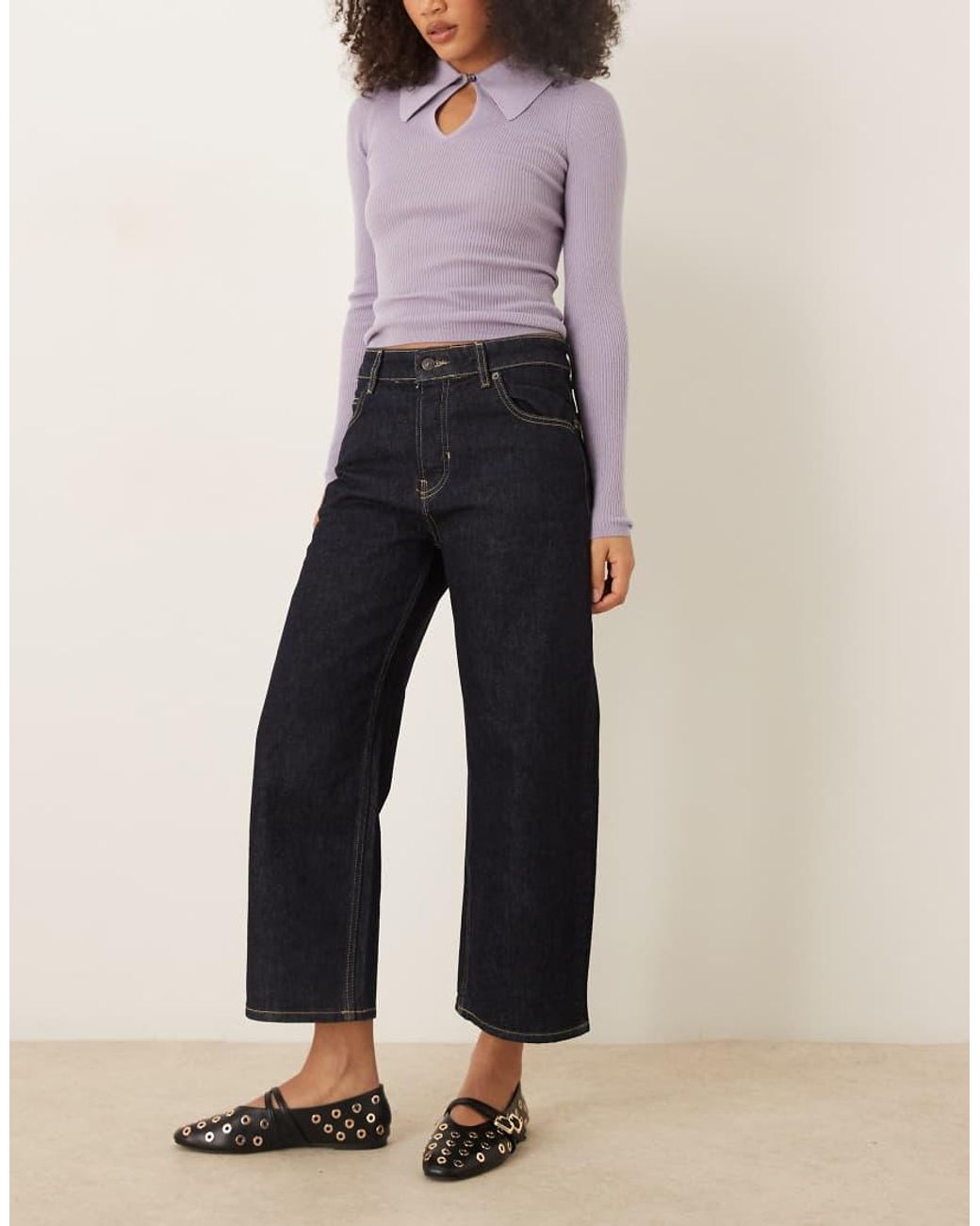 Free People Blue Deep Trance Dropped Jeans
