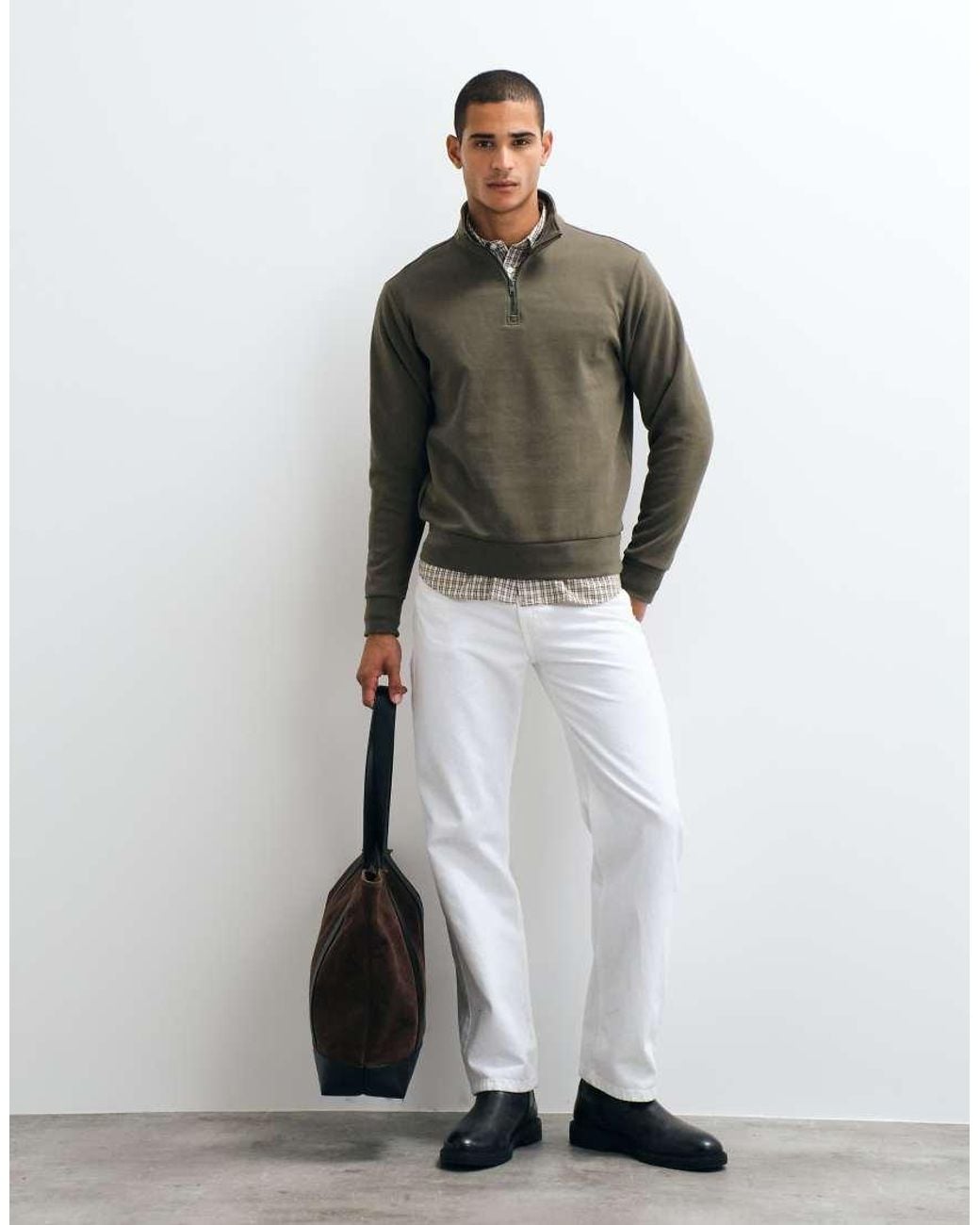 Mango Green Quarter Zip Sweatshirt for men