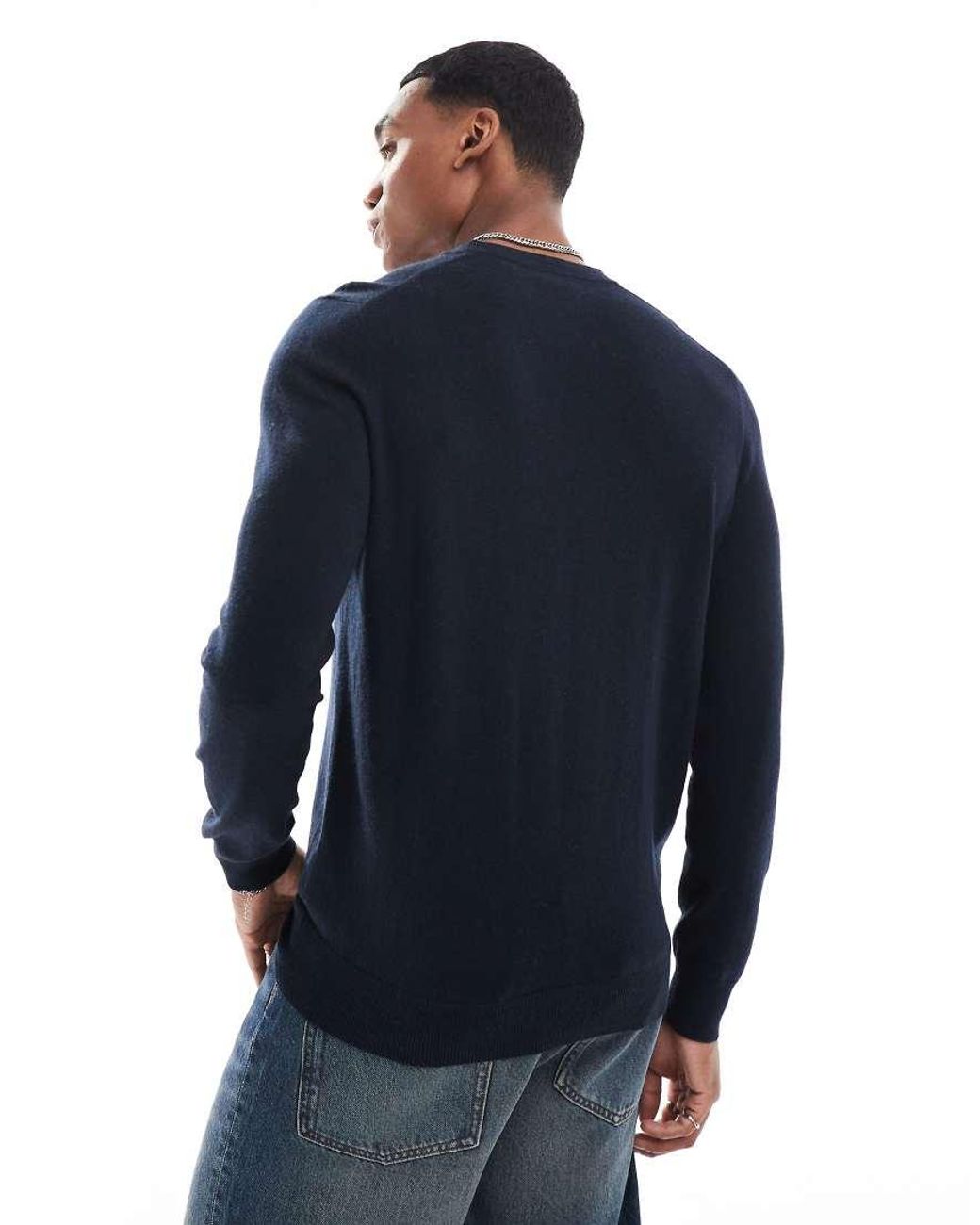 Lyle & Scott Blue Merino Jumper for men