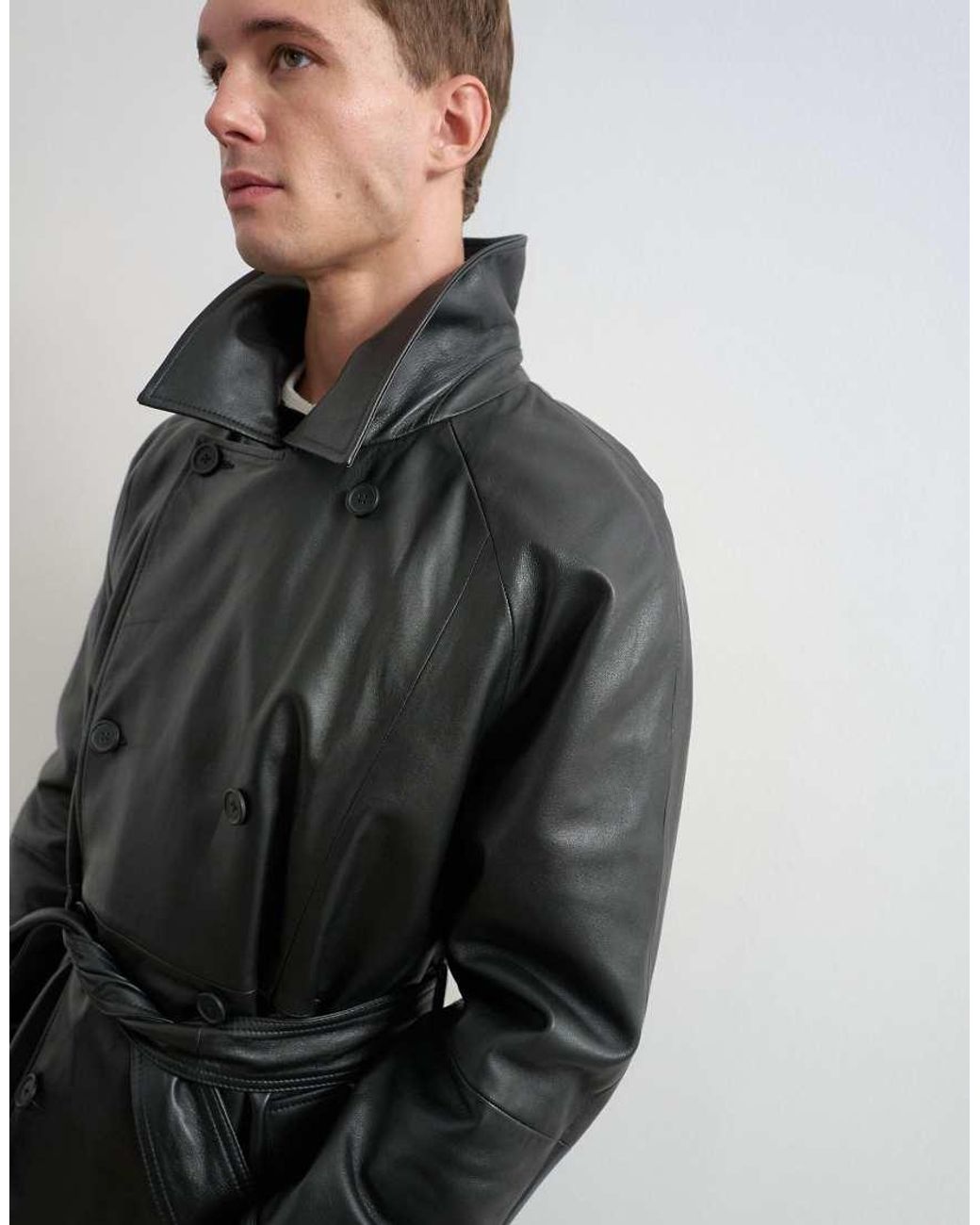 Giacca Trench Lunga di Topman in Black da Uomo