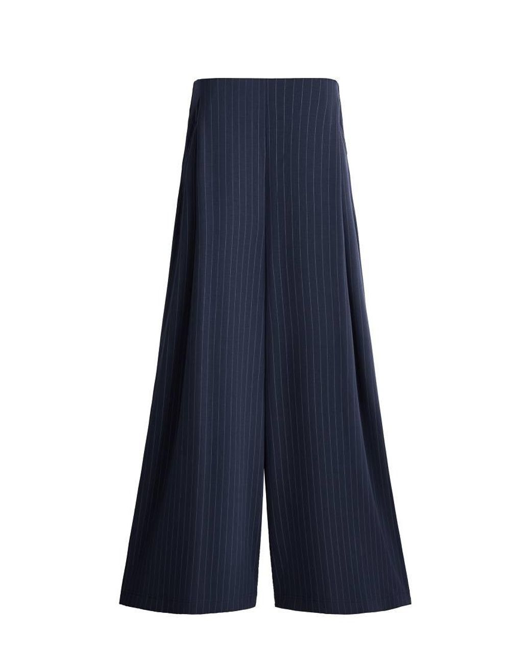 Oysho Blue Modal Pinstripe Wide-Leg Trousers