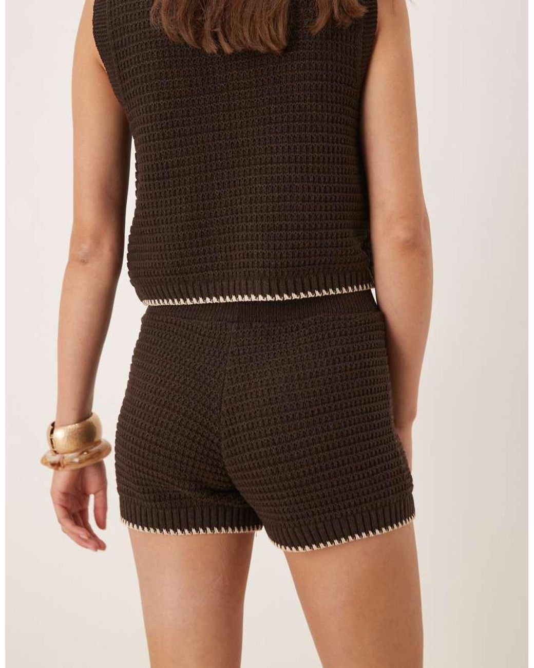 ASOS Natural Mock Crochet Knit Shorts