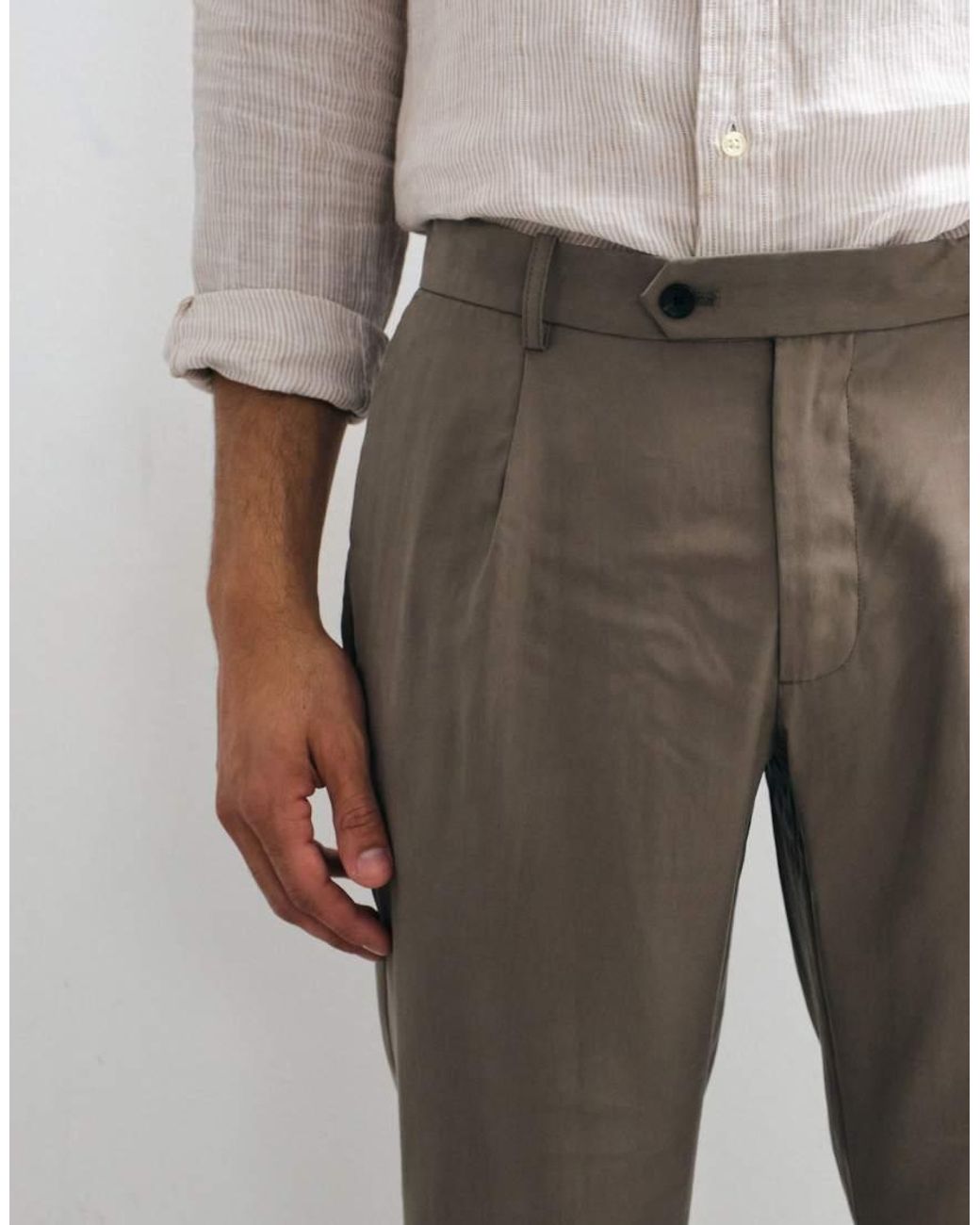 Mango White Modal Rich Pleat Front Tailored Toruser for men