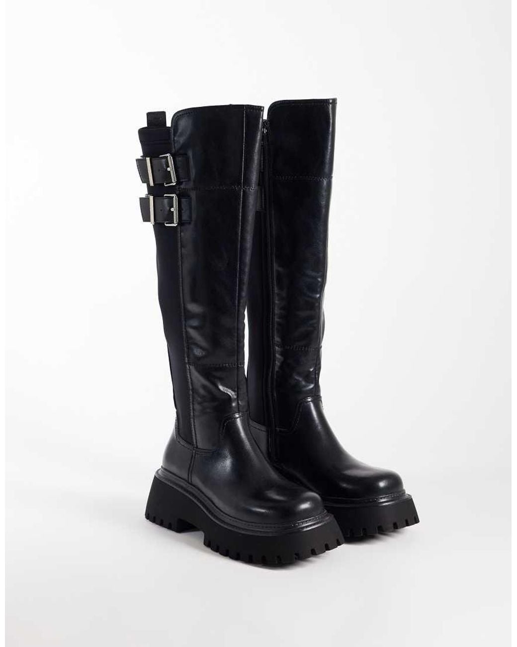 Buffalo Black Stacy High Biker Boots