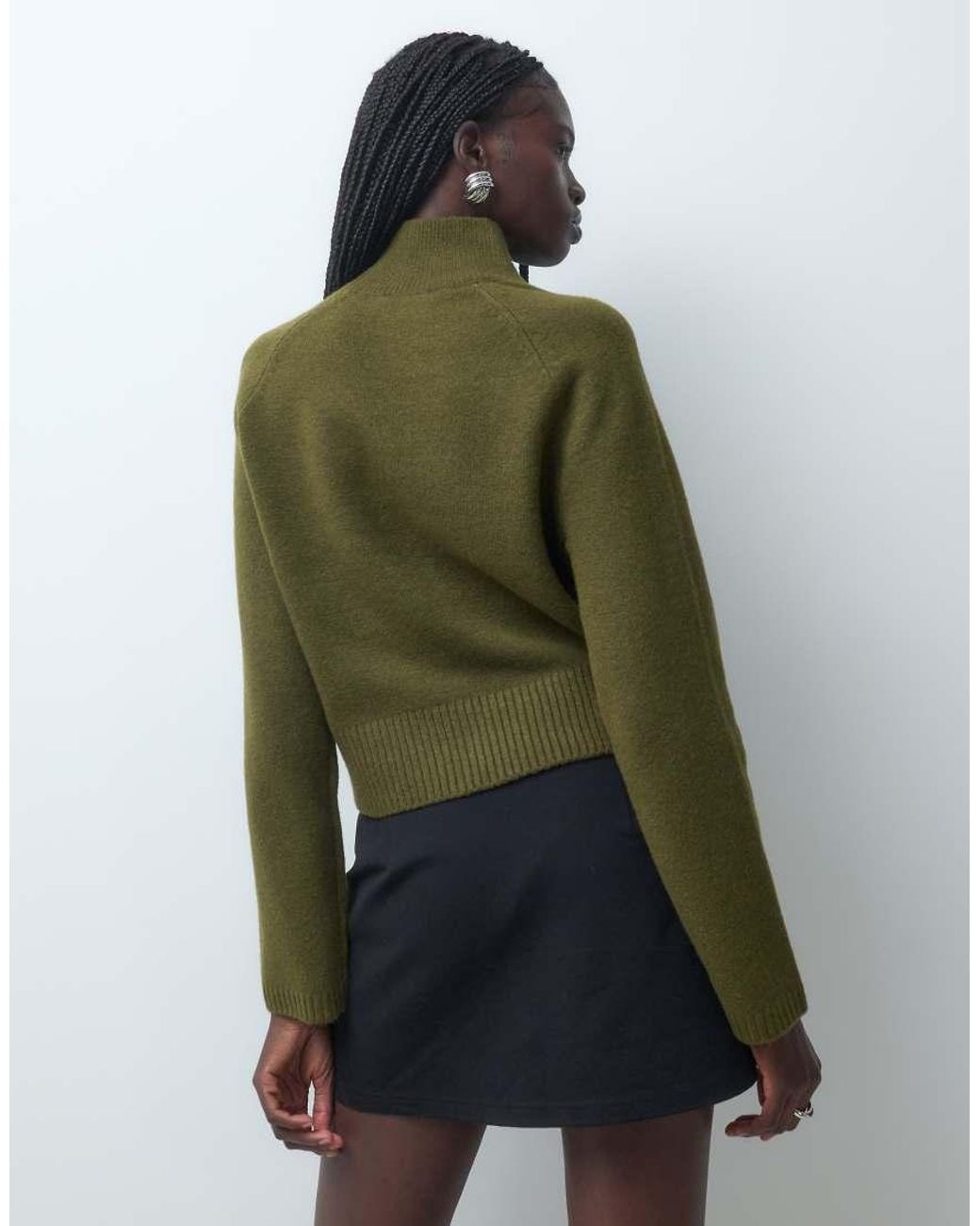 New Look Green Boxy Stand Neck Jumper