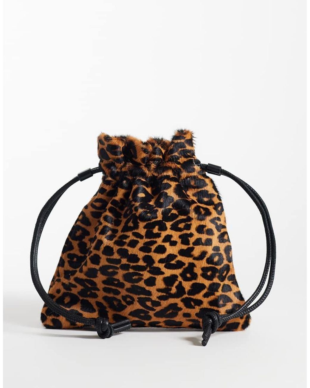 ASOS Brown Hair On Leather Pouch Grab Bag