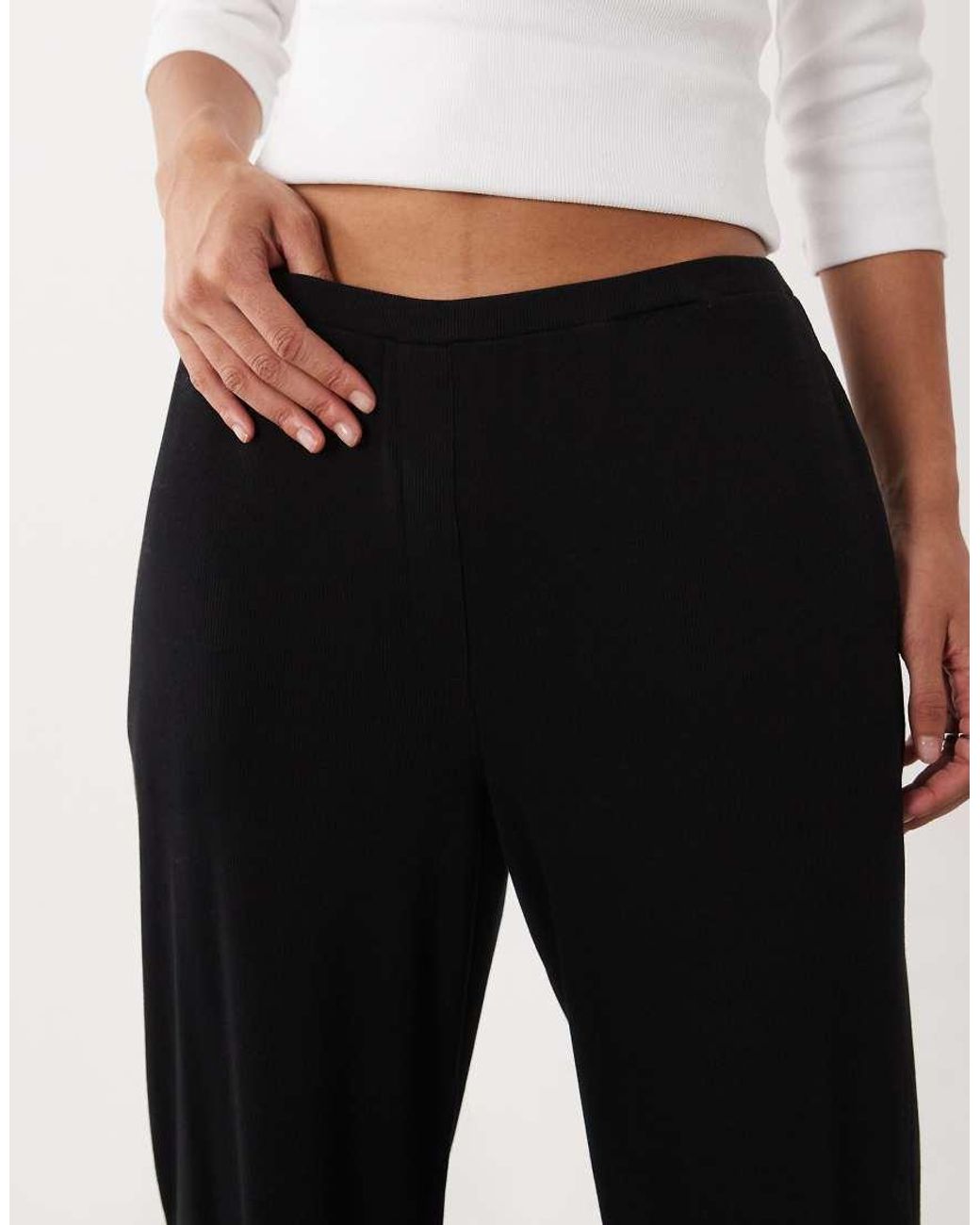 4th & Reckless White Ribbed Wide Leg Pants