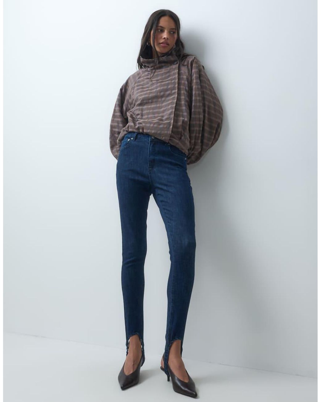 ASOS Blue Slim Straight Stirrup Jean