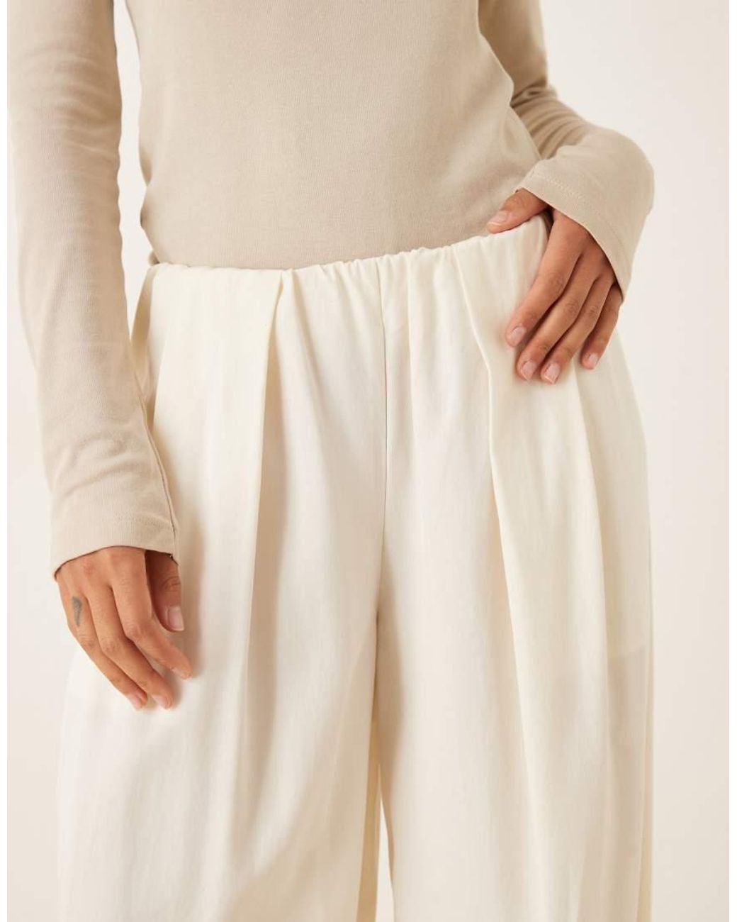 ASOS Natural Tailored Low Rise Pull On Trousers