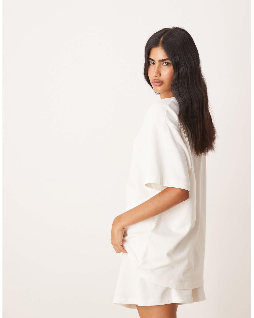 ASOS White – strukturiertes oversize-t-shirt aus strick