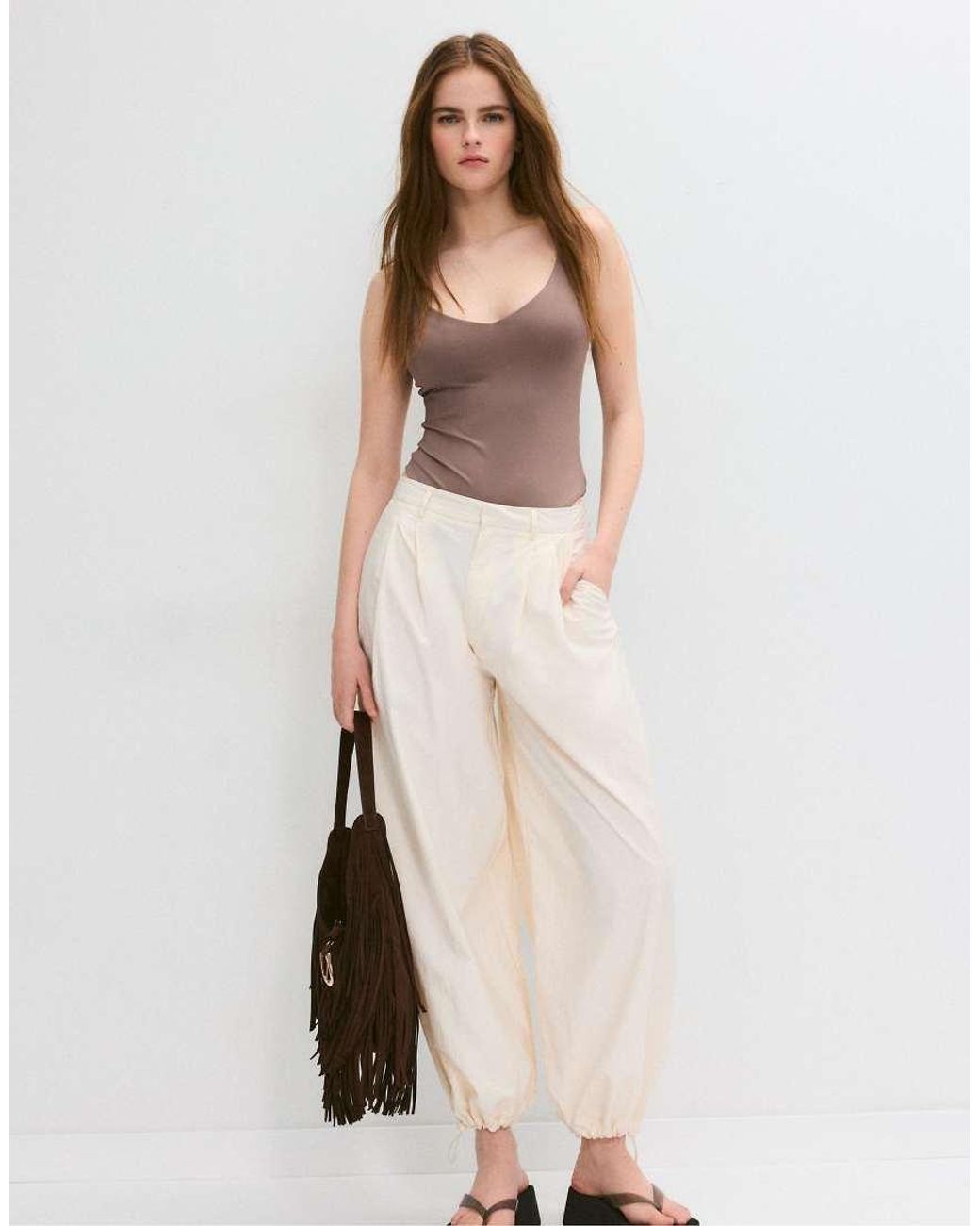 Stradivarius Brown Basics Bodysuit With Straps