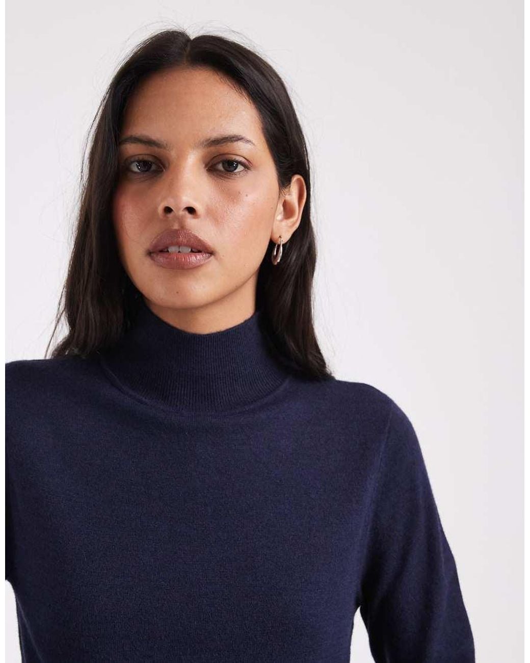 ASOS Blue Long Sleeve Fine Gauge Roll Neck Jumper