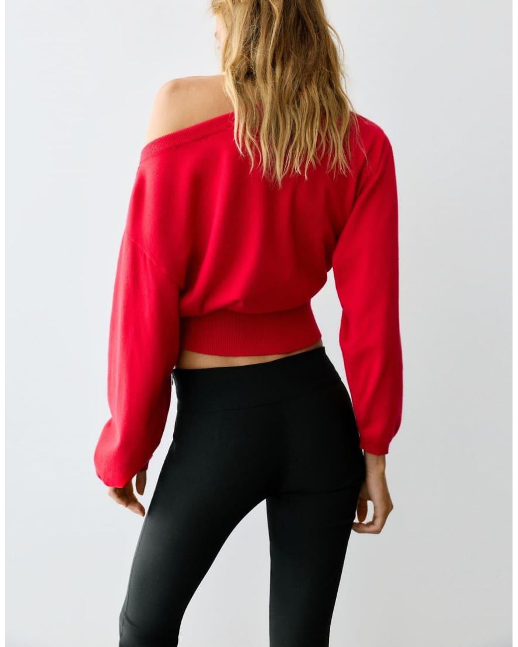 Pull&Bear Trui Met Asymmetrische Hals in het Red