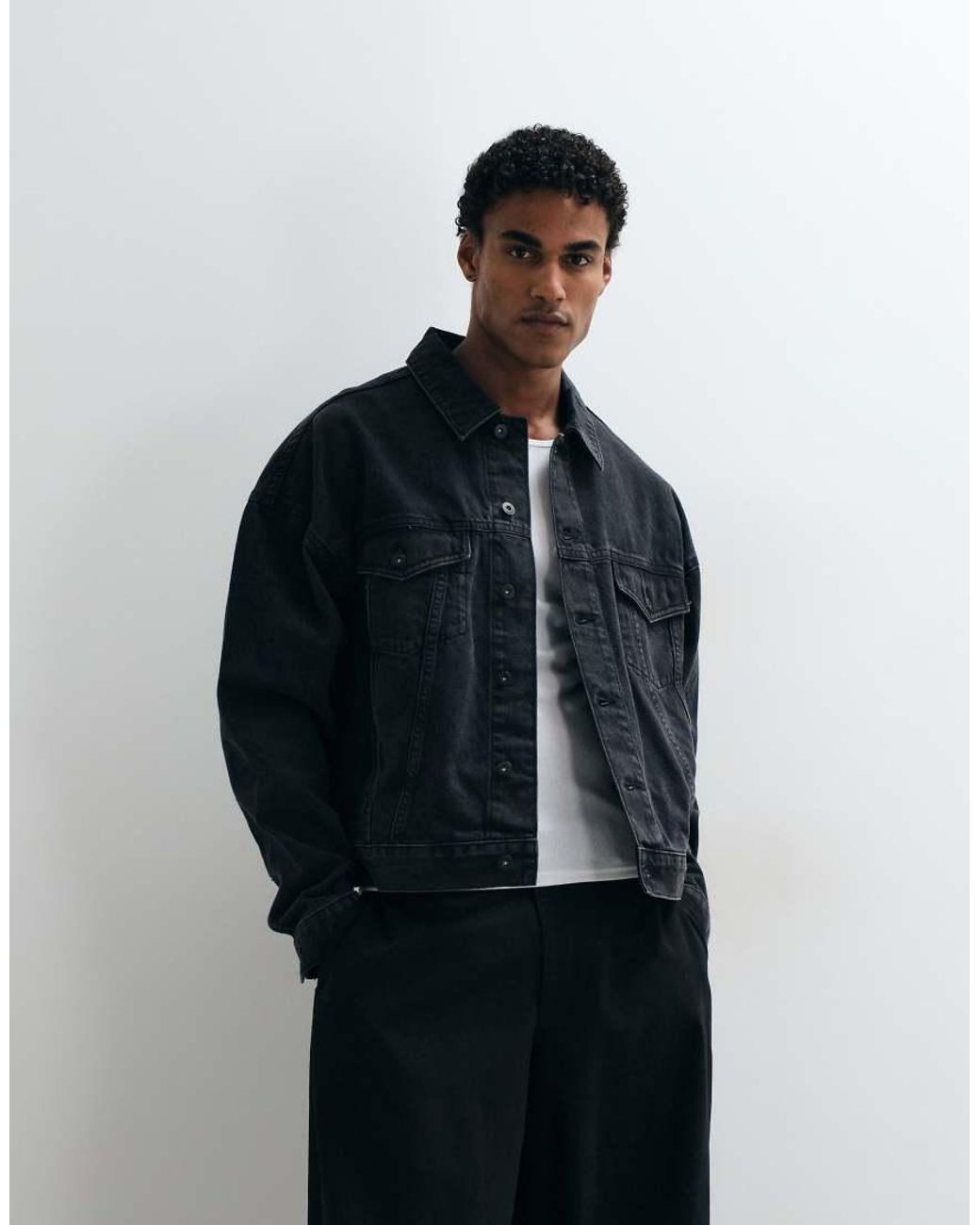 ASOS Blue Oversized Trucker Denim Jacket for men
