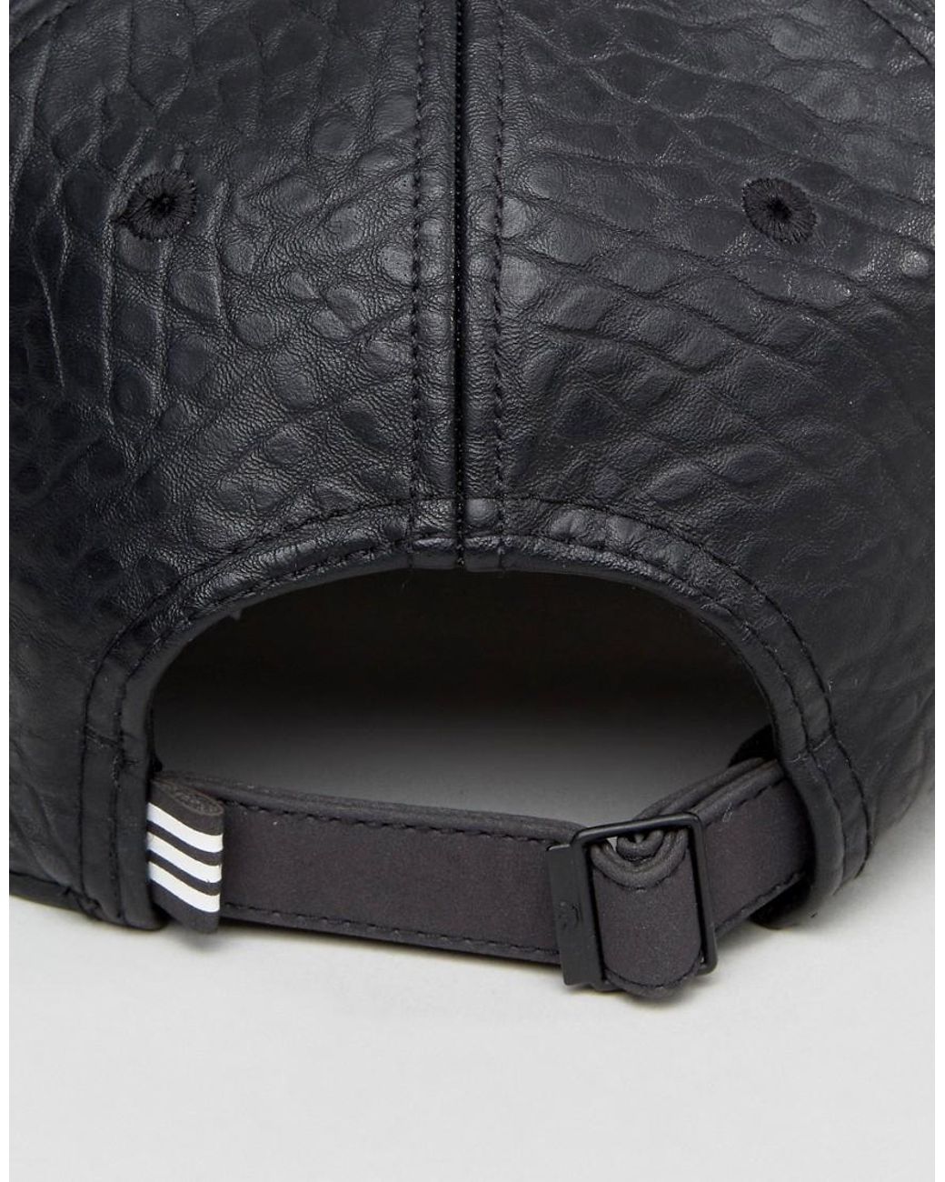 adidas Originals Trefoil Cap In Black Faux Leather Bk6967
