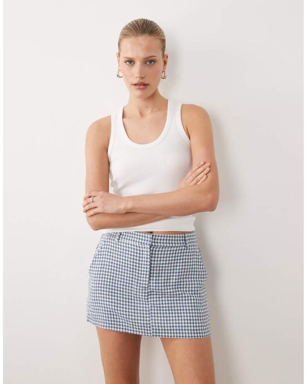 Abercrombie & Fitch Blue Linen Rich Mini Skort