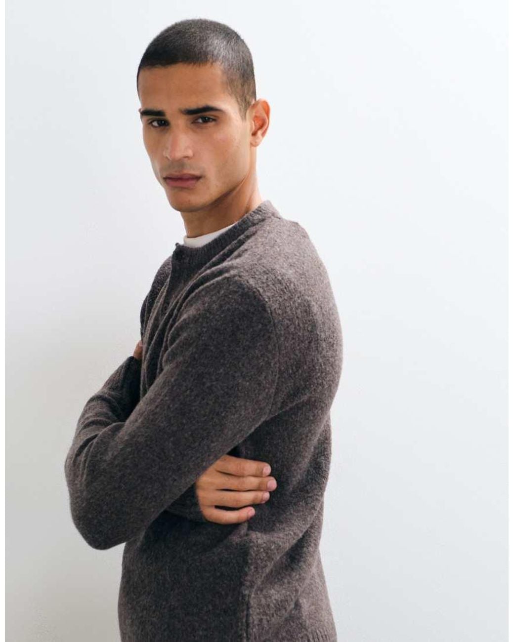 Brave Soul Black Studio Knitted Henley Jumper for men