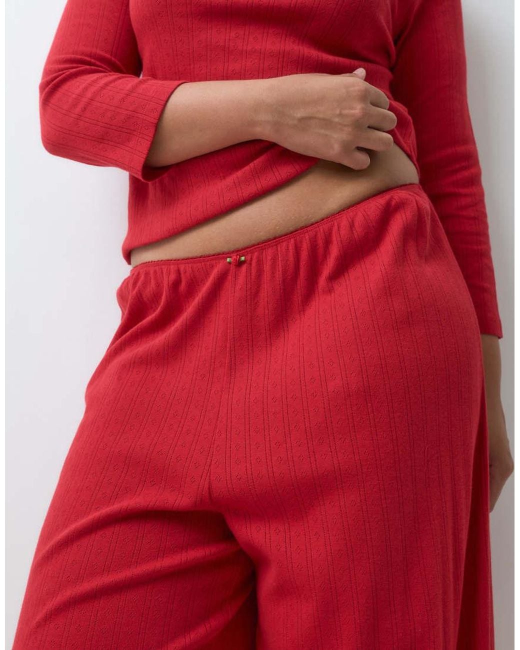 ASOS Red Asos Design Curve Lounge Pointelle Pyjama Trouser
