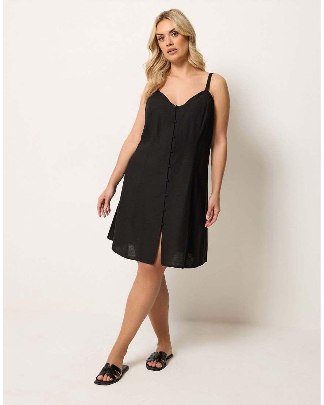 Yours Clothing Black Linen Swing Dress