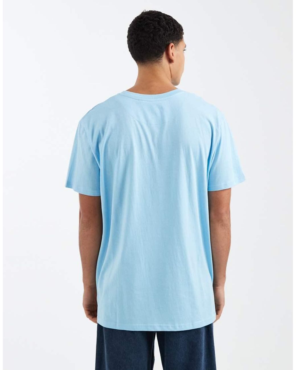Brave Soul Blue Oversized Crew Neck T-shirt for men