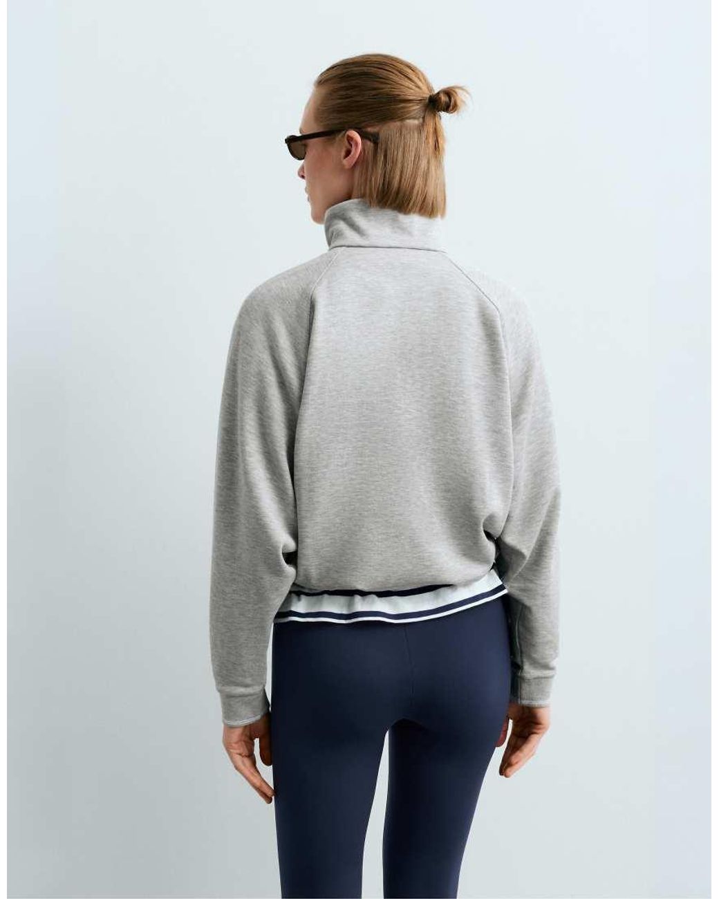 Oysho Gray High Neck Piqué Jacket