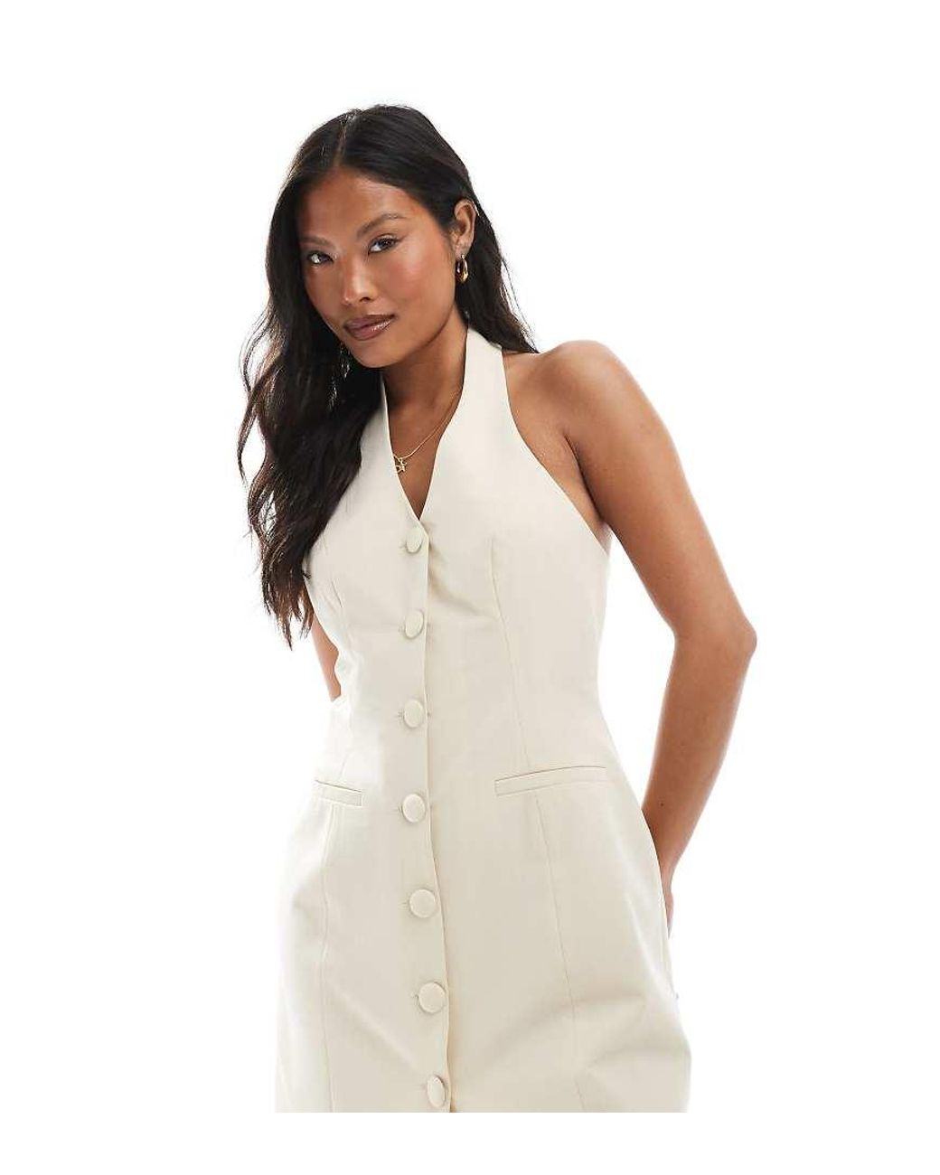Miss Selfridge White Tailored Halter Mini Dress