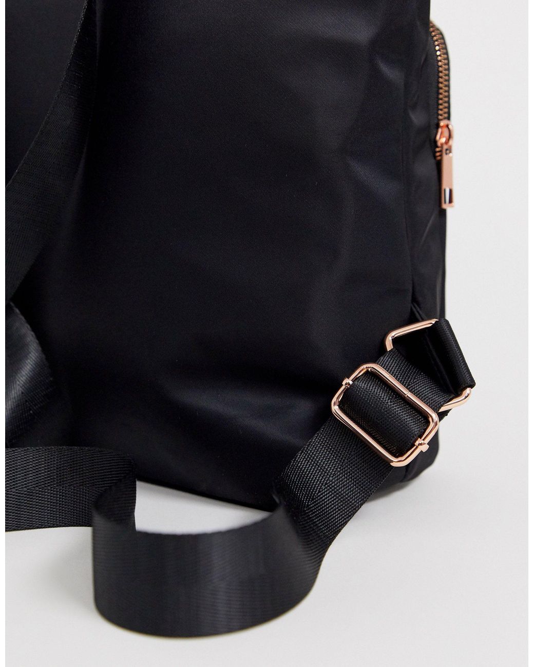 ASOS Leather Laptop Backpack With Rose Gold Detail in Black | Lyst