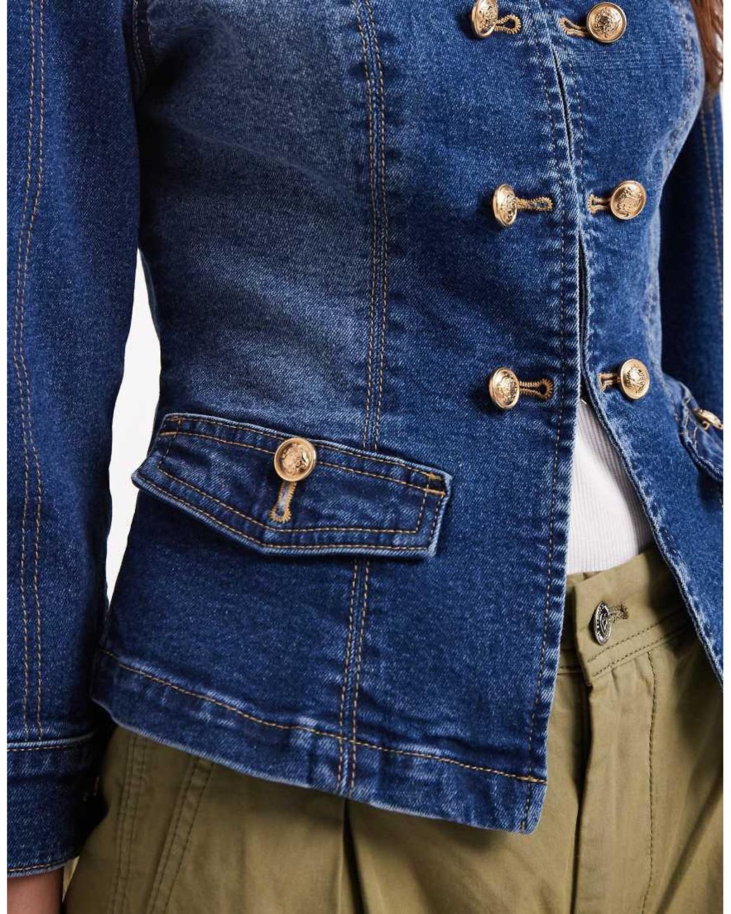 ASOS Blue Shrunken Drummer Style Jacket - M