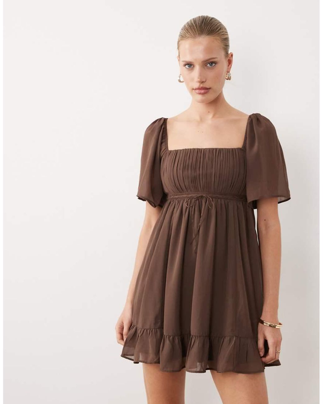 Abercrombie & Fitch Brown Floaty Mini Babydoll Dress