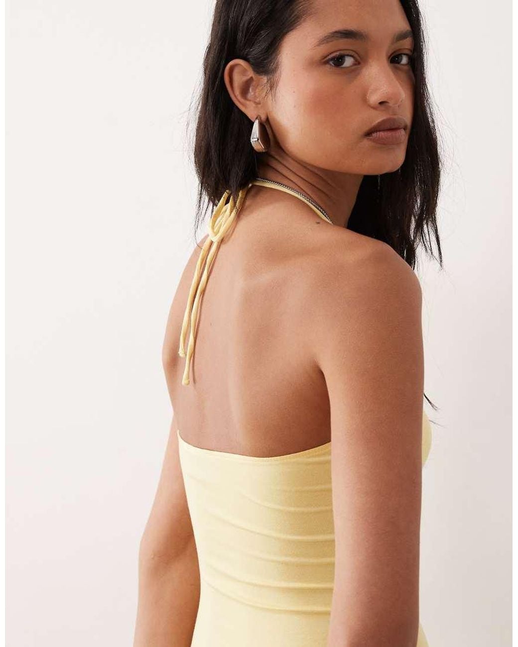 ASOS Yellow Drop Waist Halter Neck Sundress