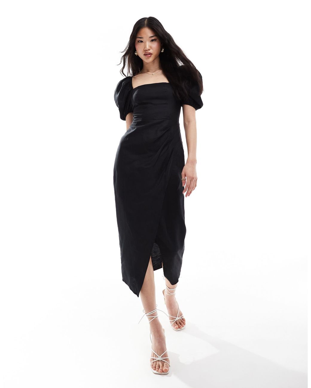 & Other Stories Linen Blend Corset Detail Midi Wrap Dress in Black | Lyst Australia & Other Stories Linen Blend Corset Detail Midi Wrap Dress in Black | Lyst Australia