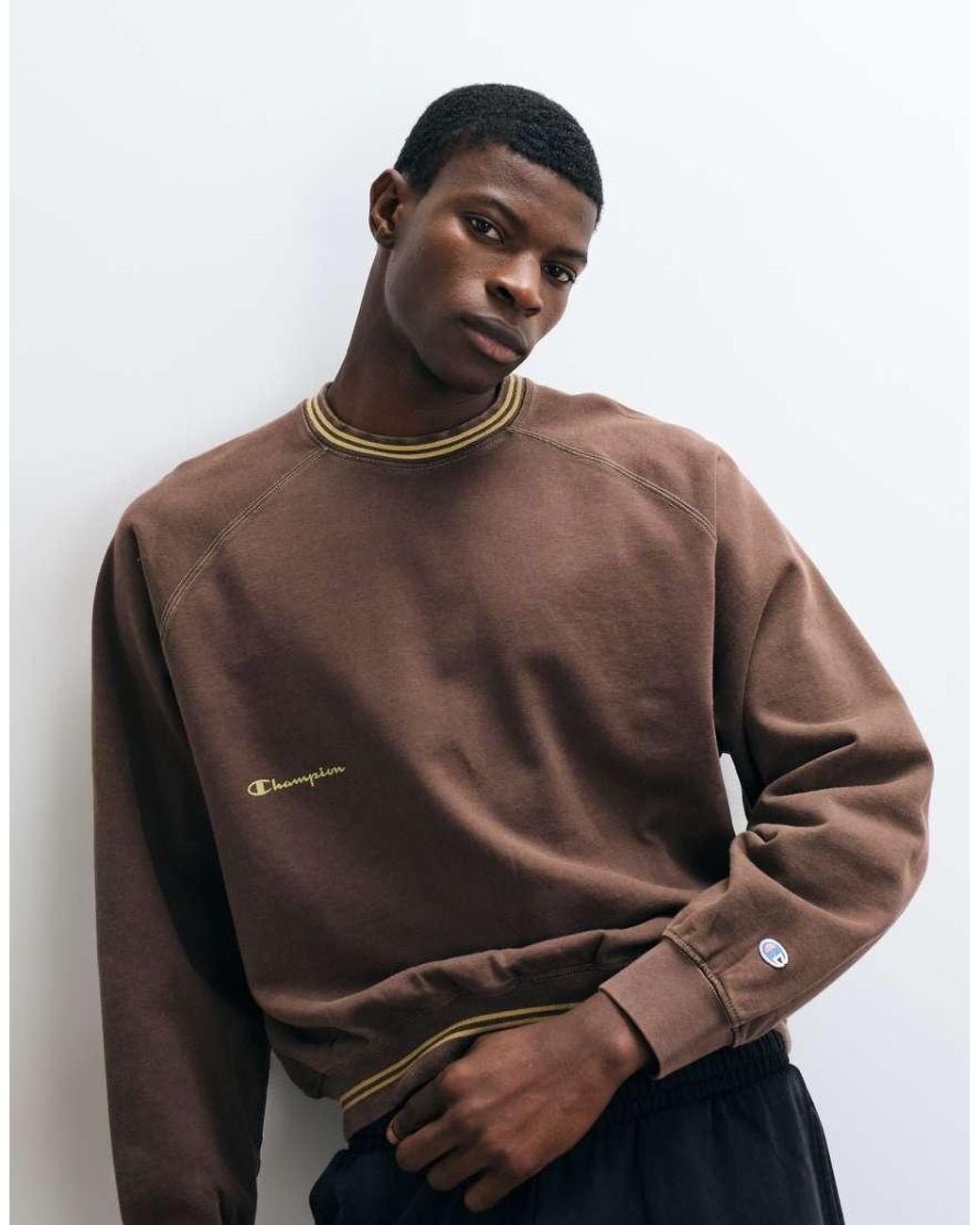 Champion Brown Future Memories Oversized Crewneck Sweatshirt for men