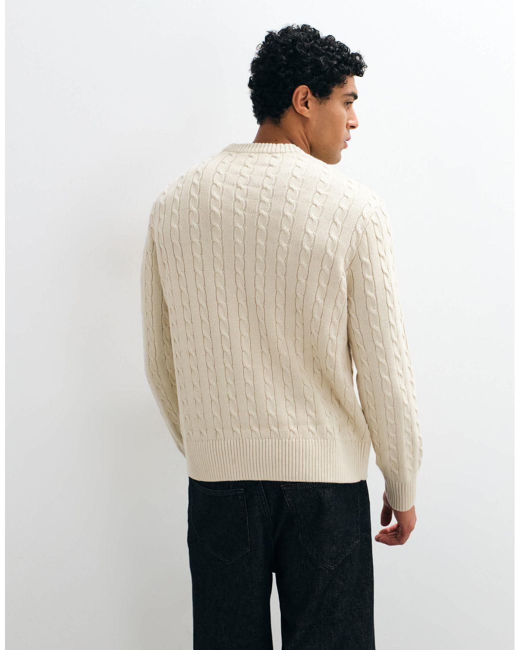 SELECTED Natural Cable Knit Sweater for men
