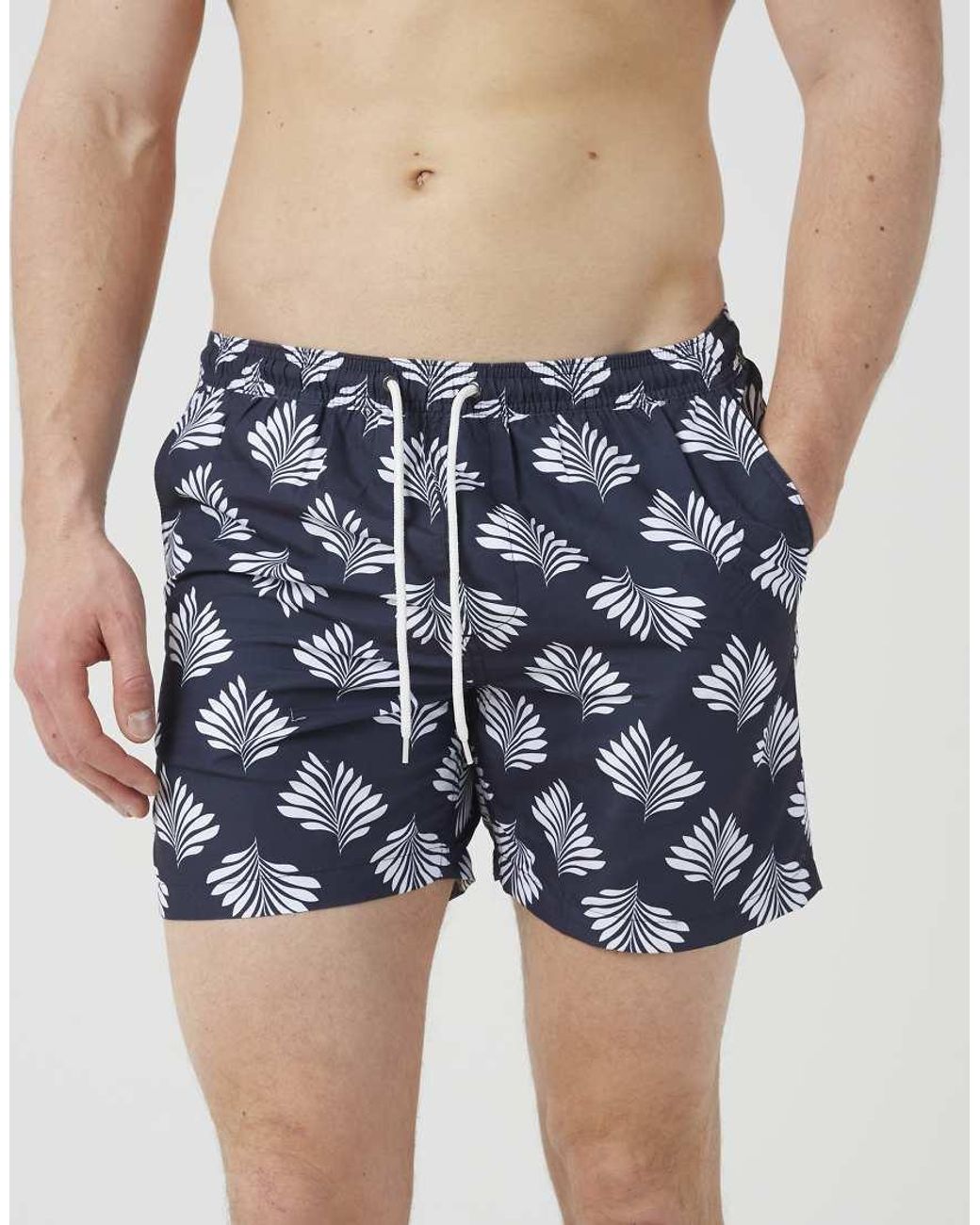 Brave Soul Blue Printed Swim Shorts for men