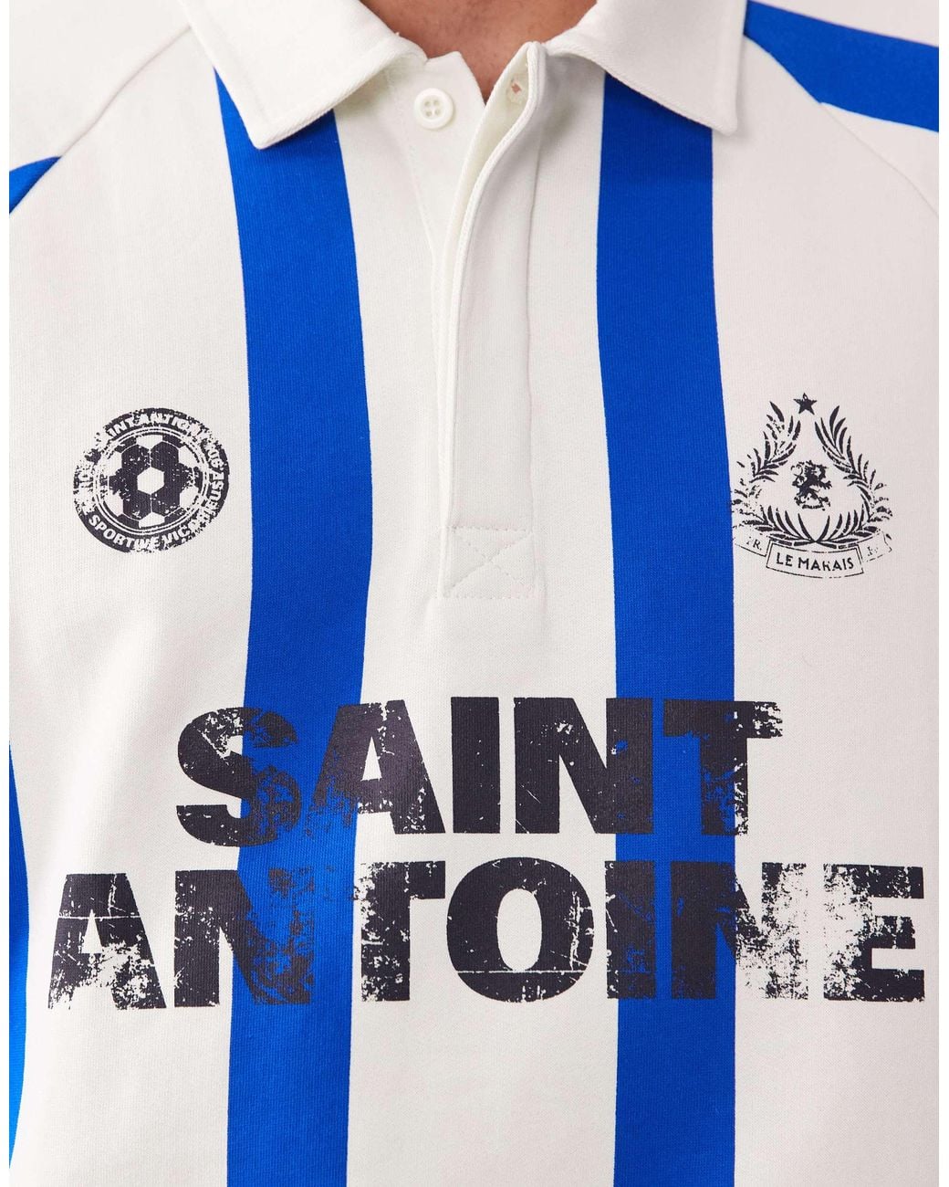 ASOS – legeres rugby-sweatshirt mit vertikalen streifen in Blue für Herren