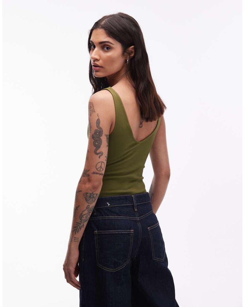 ASOS Green Compact Cotton V Neck Bodysuit